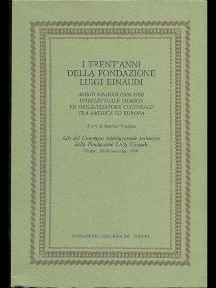 I trent'anni della fondazione Luigi Einaudi - copertina
