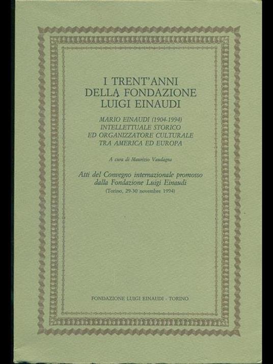 I trent'anni della fondazione Luigi Einaudi - copertina