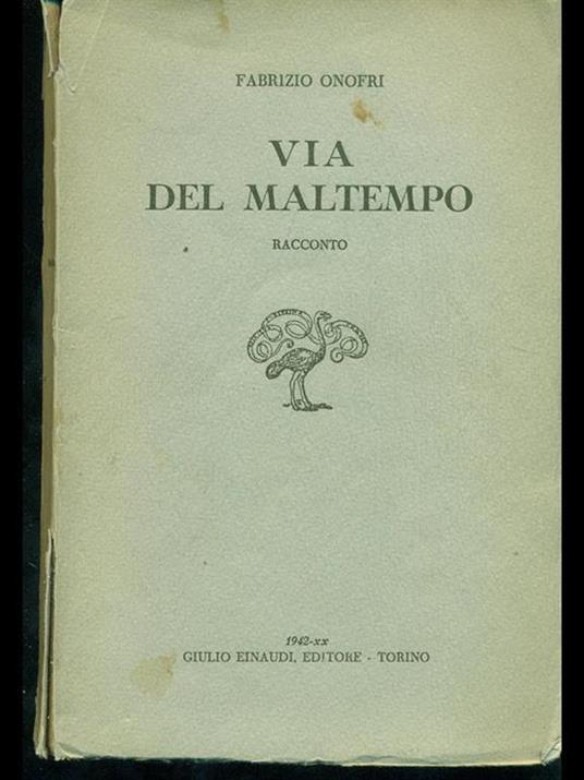 Via del maltempo - Fabrizio Onofri - copertina