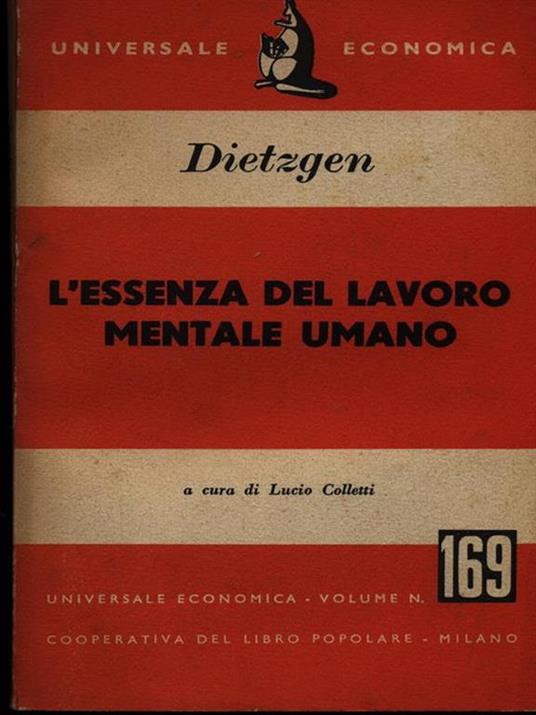 L' essenza del lavoro mentale umano - Josef Dietzgen - copertina