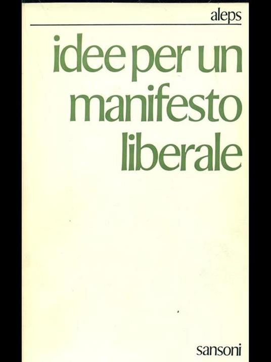 Idee per un manifesto liberale - Aleps - copertina