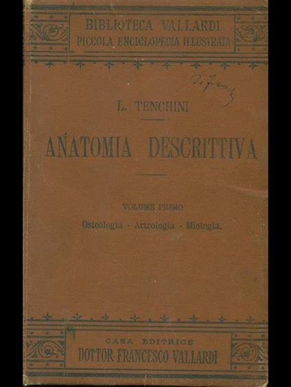 Anatomia descrittiva Volume primo - Tenchini - copertina