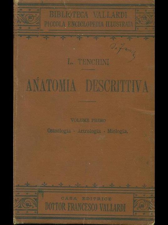 Anatomia descrittiva Volume primo - Tenchini - copertina