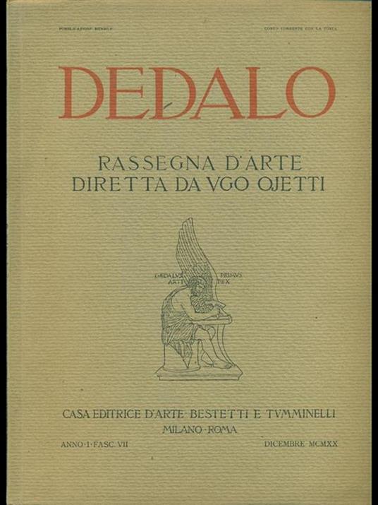 Dedalo Anno I fasc. VII Dicembre MCMXX - copertina