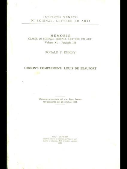 Gibbon's Complement: Louis De Beaufort - Ronald T. Ridley - copertina