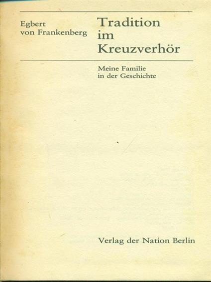 Tradition im Kreuzverhor - copertina