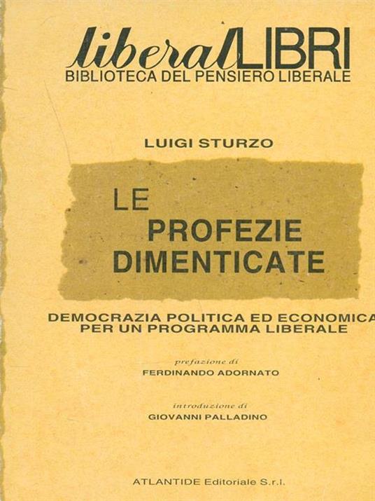 Le profezie dimenticate - Luigi Sturzo - copertina