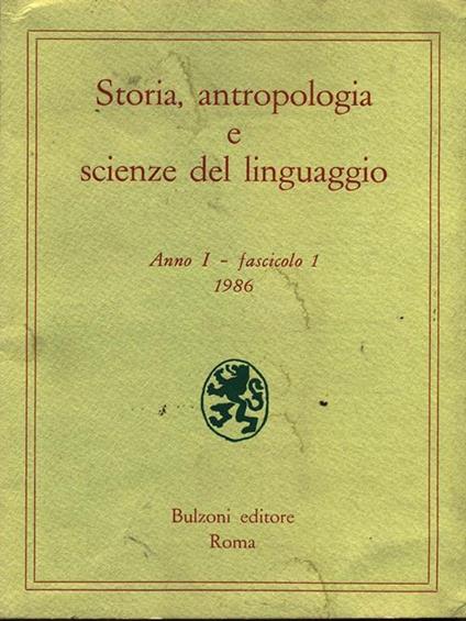 Storia, antropologia e scienze del linguaggio. anno 1, fascicolo 1 - copertina