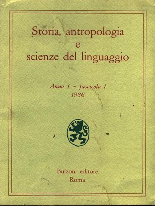Storia, antropologia e scienze del linguaggio. anno 1, fascicolo 1 - copertina