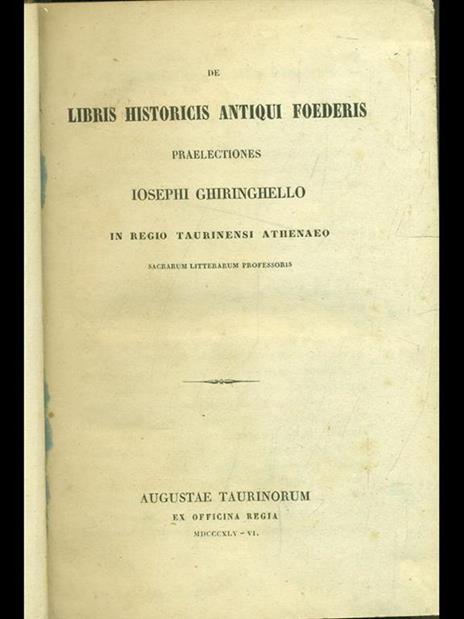 De libris historicis antiqui foederis - copertina