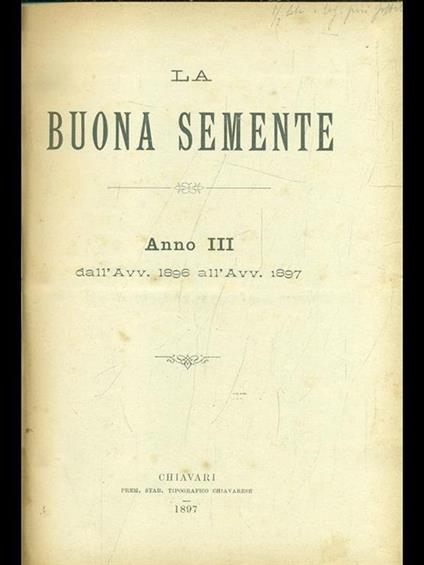 La buona semente 1896-97 - copertina