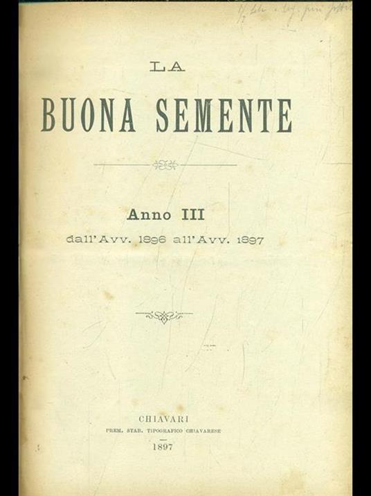 La buona semente 1896-97 - copertina