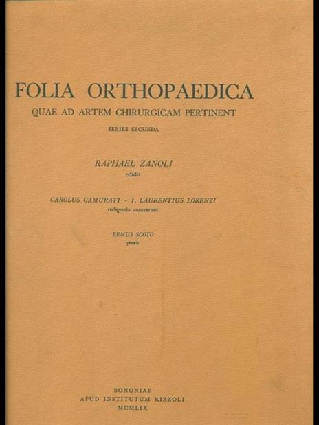 Folia orthopaedica - Raphael Zanoli - copertina