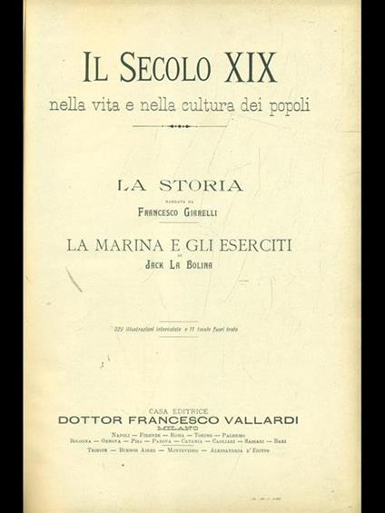 Il secolo XIX nella vita e nella cultura dei popoli vol. 1 - copertina