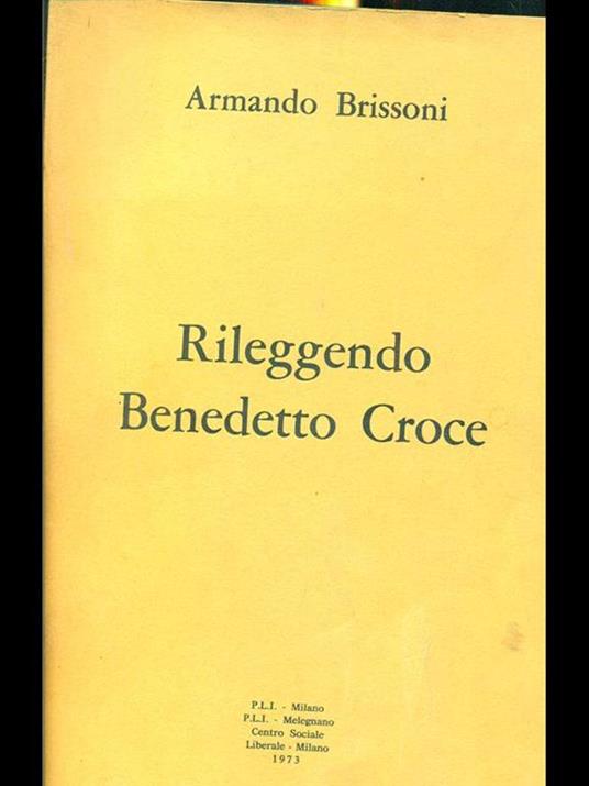 Rileggendo Benedetto Croce - Armando Brissoni - copertina