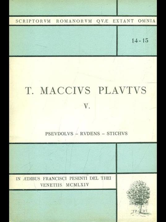 T. Maccius Plautus vol. 5 - copertina