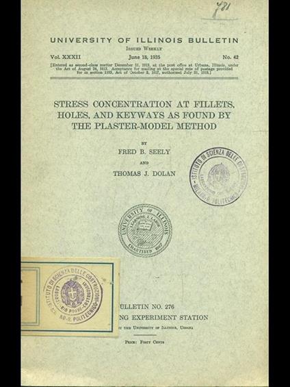Stress concentration at fillets holes and keyways as found by the plaster-model method - copertina