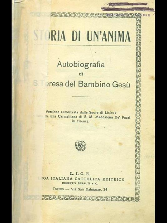 Storia di un'anima - copertina