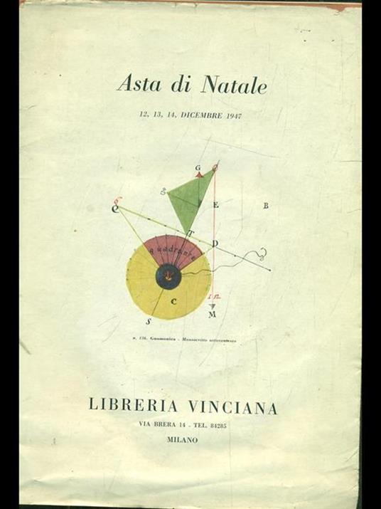 Asta di Natale 12-14 dicembre 1947 Libreria vinciana - copertina