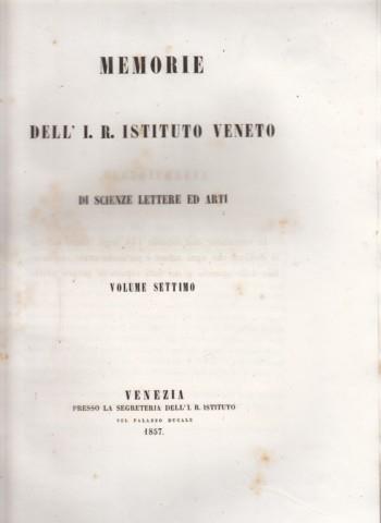 Memorie del R.Ist.Veneto di Scienze, Lettere ed Arti. Vol.VII,parte III - copertina