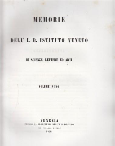 Memorie del R.Ist.Veneto di Scienze, Lettere ed Arti. Vol.IX,parte I - copertina