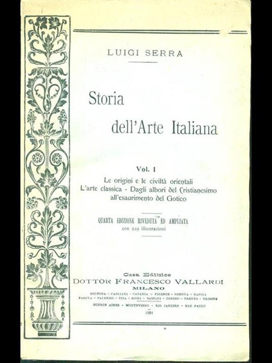Storia dell'Arte Italiana. Vol. I