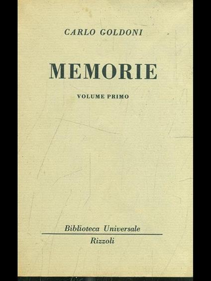Memorie Vol. 1 - Carlo Goldoni - copertina