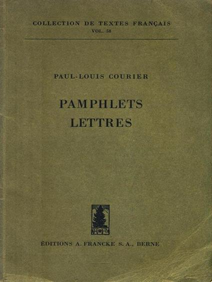 Pamphlets lettres - Paul-Louis Courier - copertina