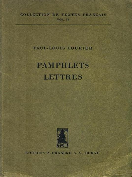 Pamphlets lettres - Paul-Louis Courier - copertina