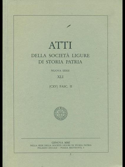 Atti della società ligure di storia patria Vol. 41 fasc. 2 - copertina