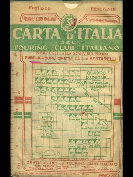 Carta d'Italia del Touring Club Italiano. Foglio 36: Benevento - copertina
