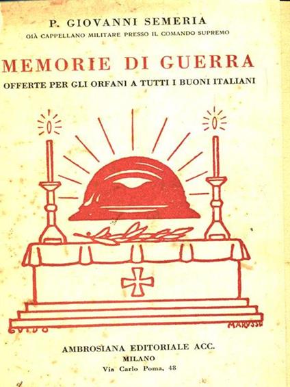 Memorie di guerra - P. Giovanni Semeria - copertina
