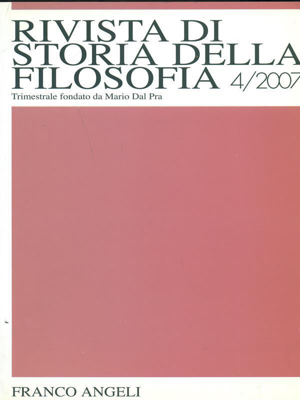 Rivista storia della filosofia 4/2007