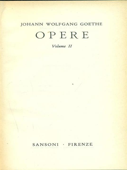 Opere II - Johann Wolfgang Goethe - copertina