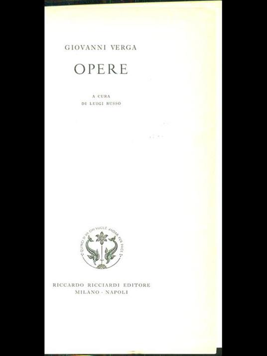 Opere - Giovanni Verga - copertina