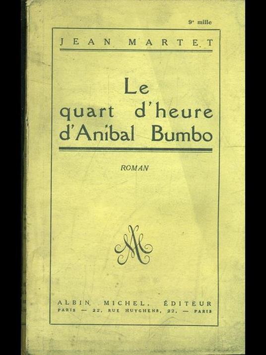 Le quart d'heure d'Anibal Bumbo - copertina