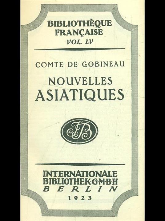 Nouvelles asiatiques - Joseph-Arthur de Gobineau - copertina