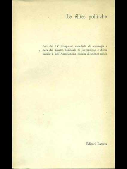Le elites politiche - copertina