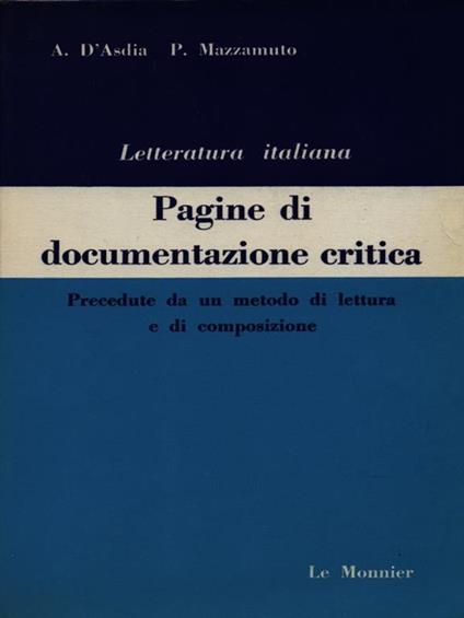 Pagine di documentazione critica - copertina