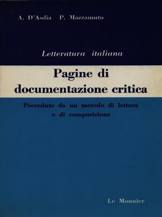 Pagine di documentazione critica - copertina