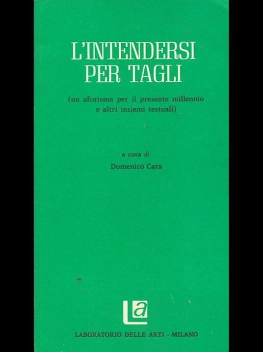 L' intendersi per tagli - Domenico Cara - copertina