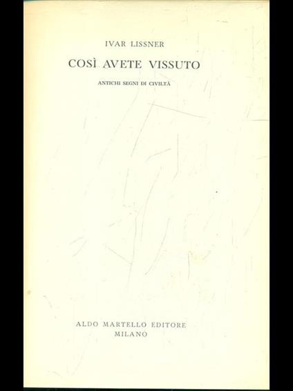 Così avete vissuto - copertina
