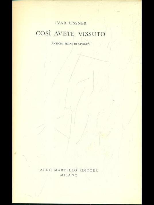 Così avete vissuto - copertina