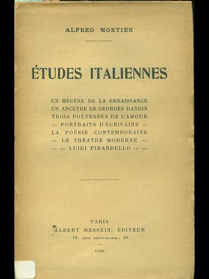 Études Italiennes - Alfred Mortier - copertina