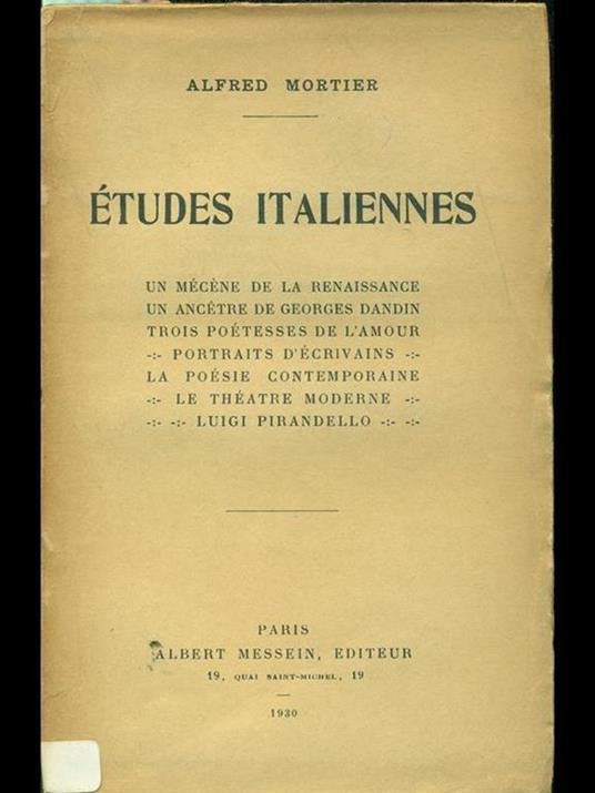 Études Italiennes - Alfred Mortier - copertina
