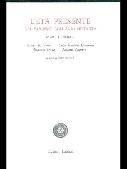 L' età presente tomo secondo - copertina