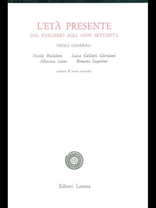 L' età presente tomo secondo - copertina