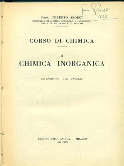 Corso di Chimica II. Chimica Inorganica - Umberto Sborgi - copertina