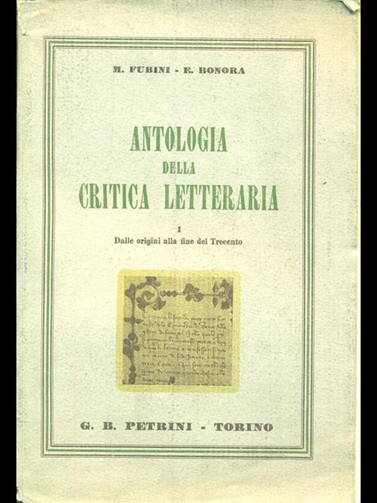 Antologia della critica letteraria I - Mario Fubini - copertina
