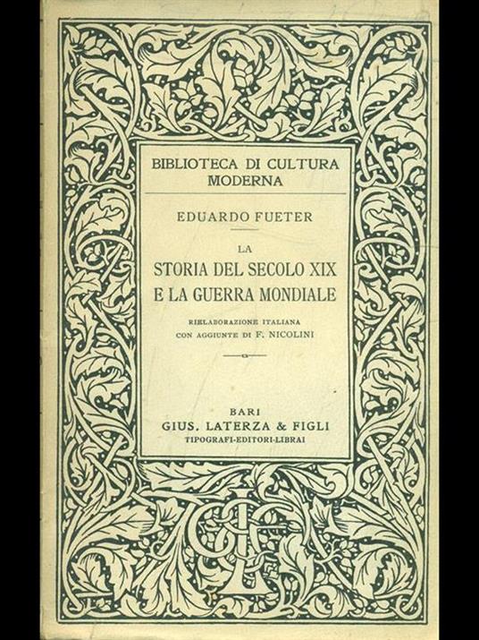 La storia del XIX secolo e la guerra Mondiale - Eduard Fueter - copertina